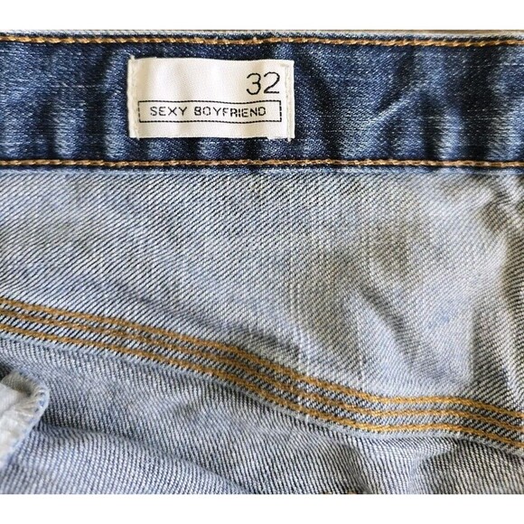 GAP SEXY BOYFRIEND SHORTS Blue Denim Jeans Womens Size 32 Raw Hem - Picture 6 of 8
